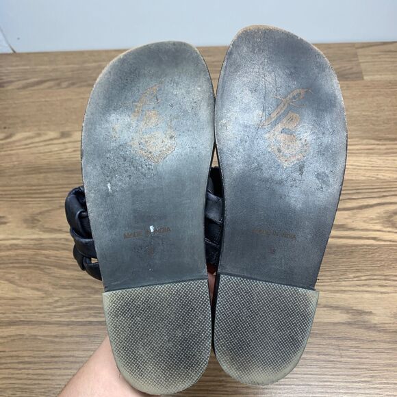 Free People Winding River Slide Sandal Women Size (38) US 8 Black Flat Weave - Picture 8 of 13